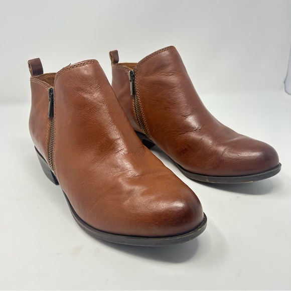 Lucky Brand Basel Bootie Leather Ankle Boots Toffee Brown Size 9 - Picture 1 of 7